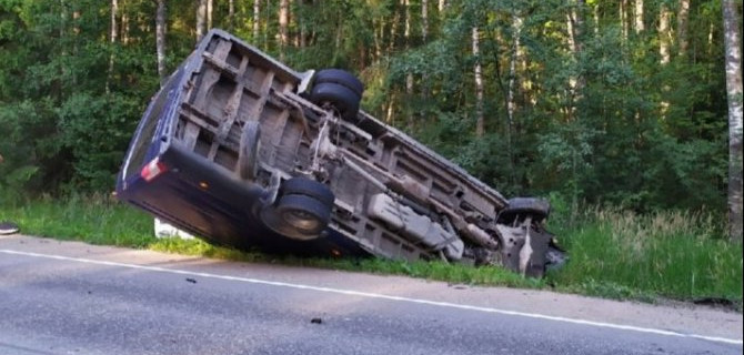 В ДТП с микроавтобусом в Гатчинском районе Ленобласти пострадали четыре человека