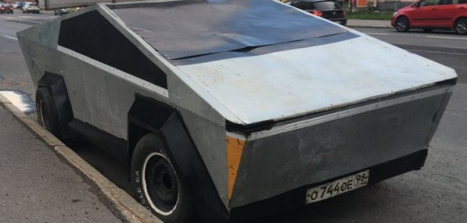 На петербургской дороге замечен самодельный Tesla Cybertruck