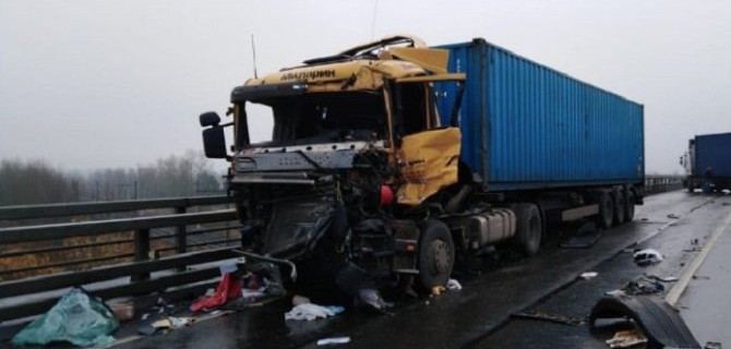 В ДТП с большегрузами под Стрельной пострадал водитель