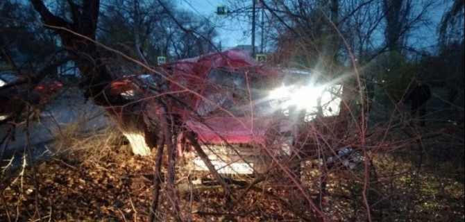 В Энгельсе иномарка врезалась в дерево – погибла женщина