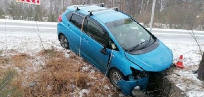 Под Саяногорском иномарка врезалась в столб – пострадала женщина
