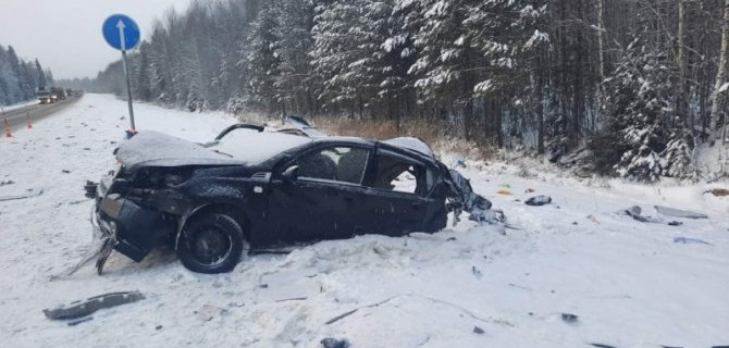 В ДТП с большегрузом на трассе в Тюменской области погибли два человека