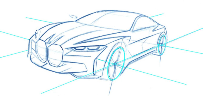 Рисунок автомобиля из уроков дизайнеров автомобилей BMW