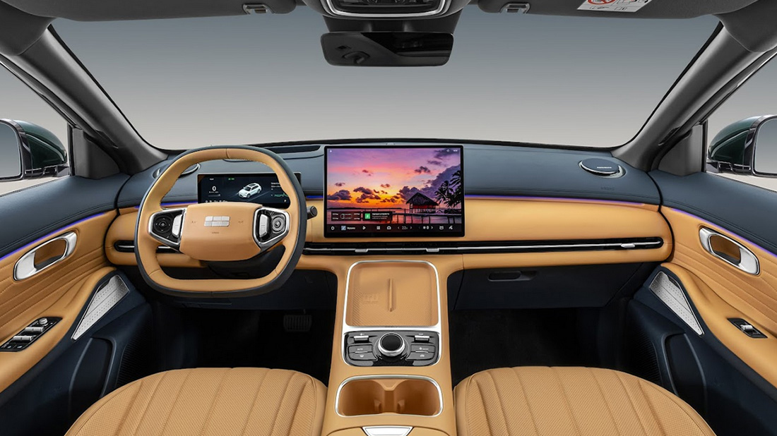 В России появился гибридный кроссовер EX5 EM‑i – цена и немного подробностей Geely EX5 EM-i интерьер