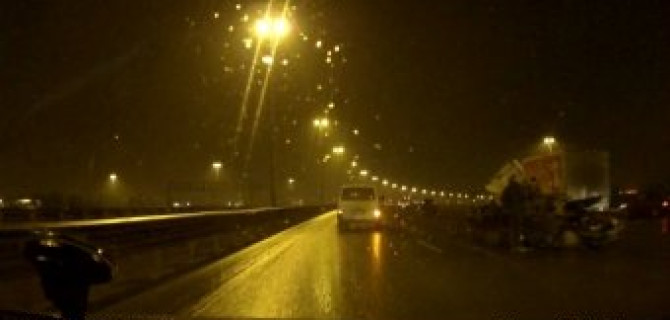 ДТП на внешнем КАДе над развязкой с пр. Культуры - 11.11.14