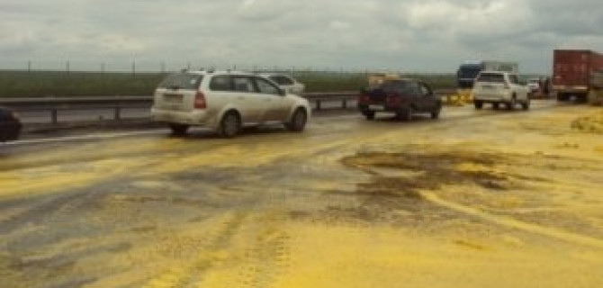 Трассу под Тулой залило желтой краской после ДТП