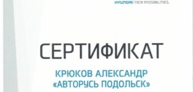 Глава компании «АВТОРУСЬ Подольск» получил награду от «Хендэ Мотор СНГ»