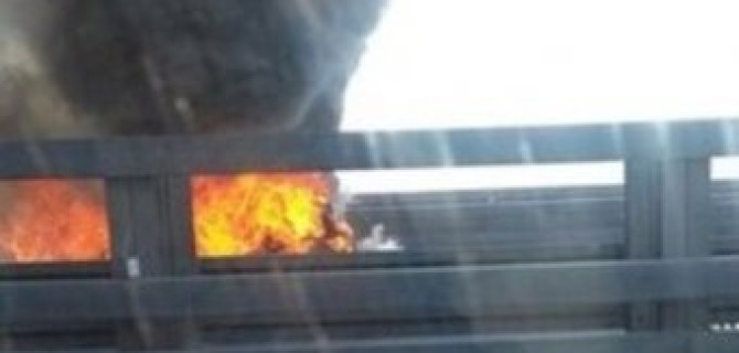 На КАД у Кронштадта выгорел BMW