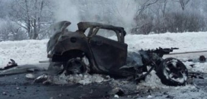 В Башкирии после ДТП с грузовиком сгорел водитель иномарки