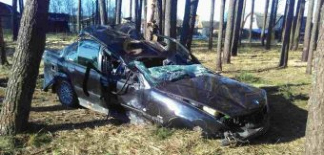 В Новополоцке BMW "споткнулся" о пень и застрял в деревьях, пострадавших из машины доставал МЧС Беларуси