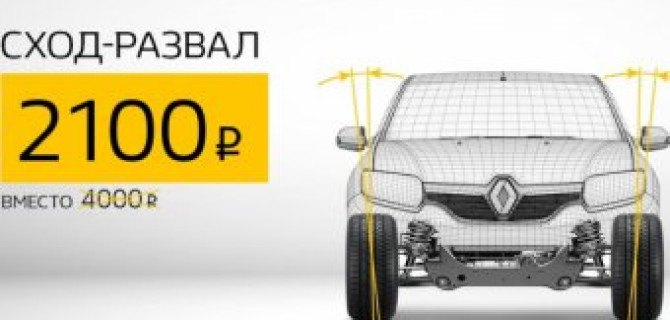 Сход-развал Renault за 2100 рублей!