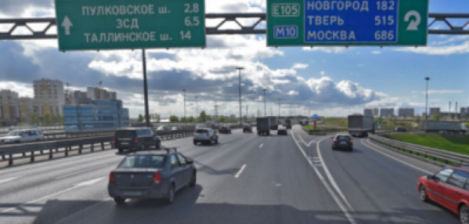 На КАД в районе развязки с Московским шоссе на месяц перекроют две полосы движения