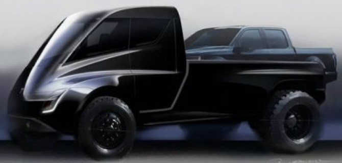 Tesla показали эскиз огромного пикапа
