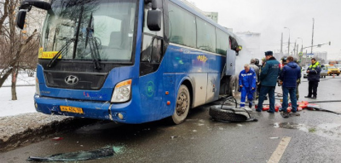 В Москве загорелся автобус с детьми