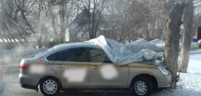 Такси врезалось в дерево в Барнауле