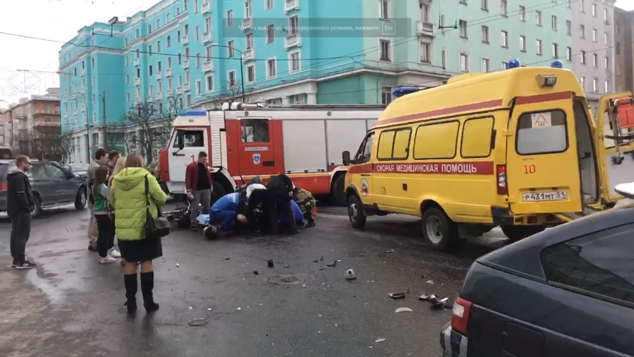 Мотоциклист серьезно пострадал в центре Мурманска