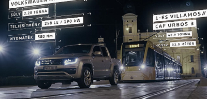 В новом промо-ролике Volkswagen Amarok возит трамвай на прицепе 