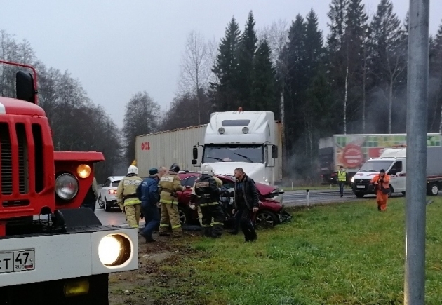 Женщина-водитель пострадала в ДТП с фурой в Ленобласти (1)