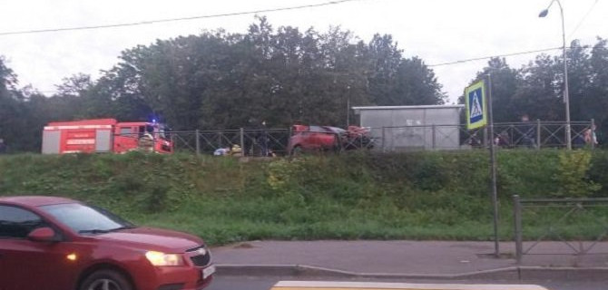 На Пулковском шоссе иномарка врезалась в столб – погибла пассажирка