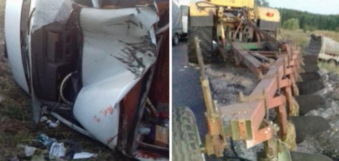 Четыре человека пострадали в ДТП с трактором в Воронежской области