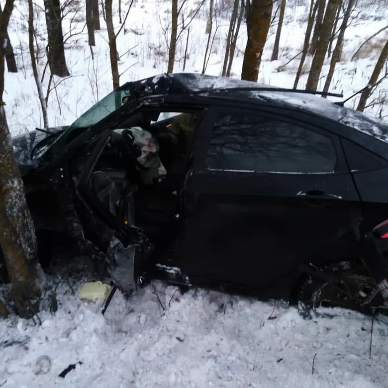 Иномарка врезалась в дерево на трассе Новая Ладога – Зуево (2)