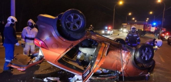 Видео «перевертыша» на Южном шоссе Самары